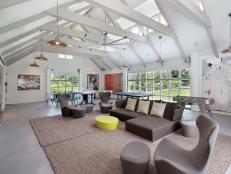 White, Open Floor Plan Recreation Room