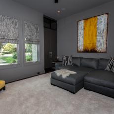 Contemporary Gray Living Room With Pops of Yellow
