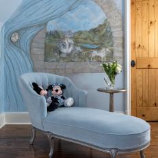 Blue Chaise Lounge in Girl's Princess Bedroom