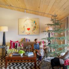 Family Christmas in French Country Living Room