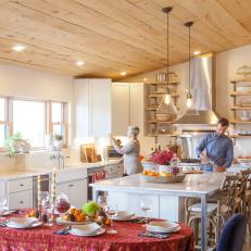 Family Christmas in Open Plan French Country Kitchen