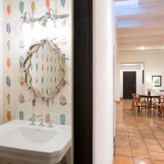 Eclectic Powder Room in Fun Family Home