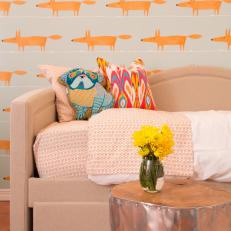 Kids Bedroom with Fox Wallpaper, Daybed