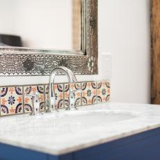 White, Eclectic Master Bath with Spanish Tile