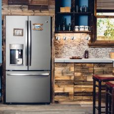 Save space by combining your coffee maker with your fridge.