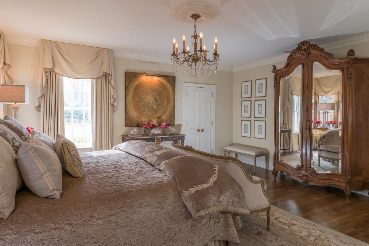 Large Wood Armoire With Mirror Doors And Plush Textured