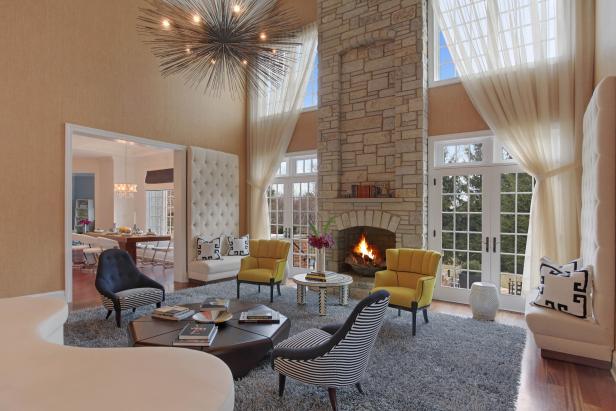 Contemporary Living Room With Yellow Chairs | HGTV