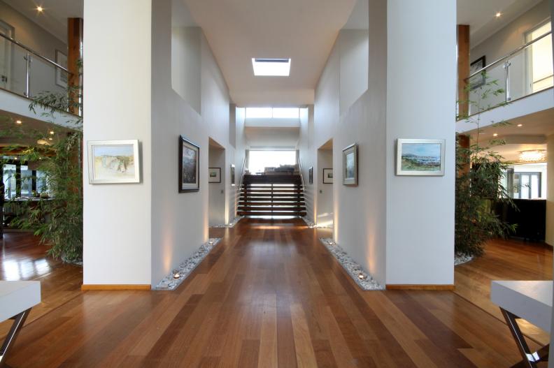 White Contemporary Great Room Hall