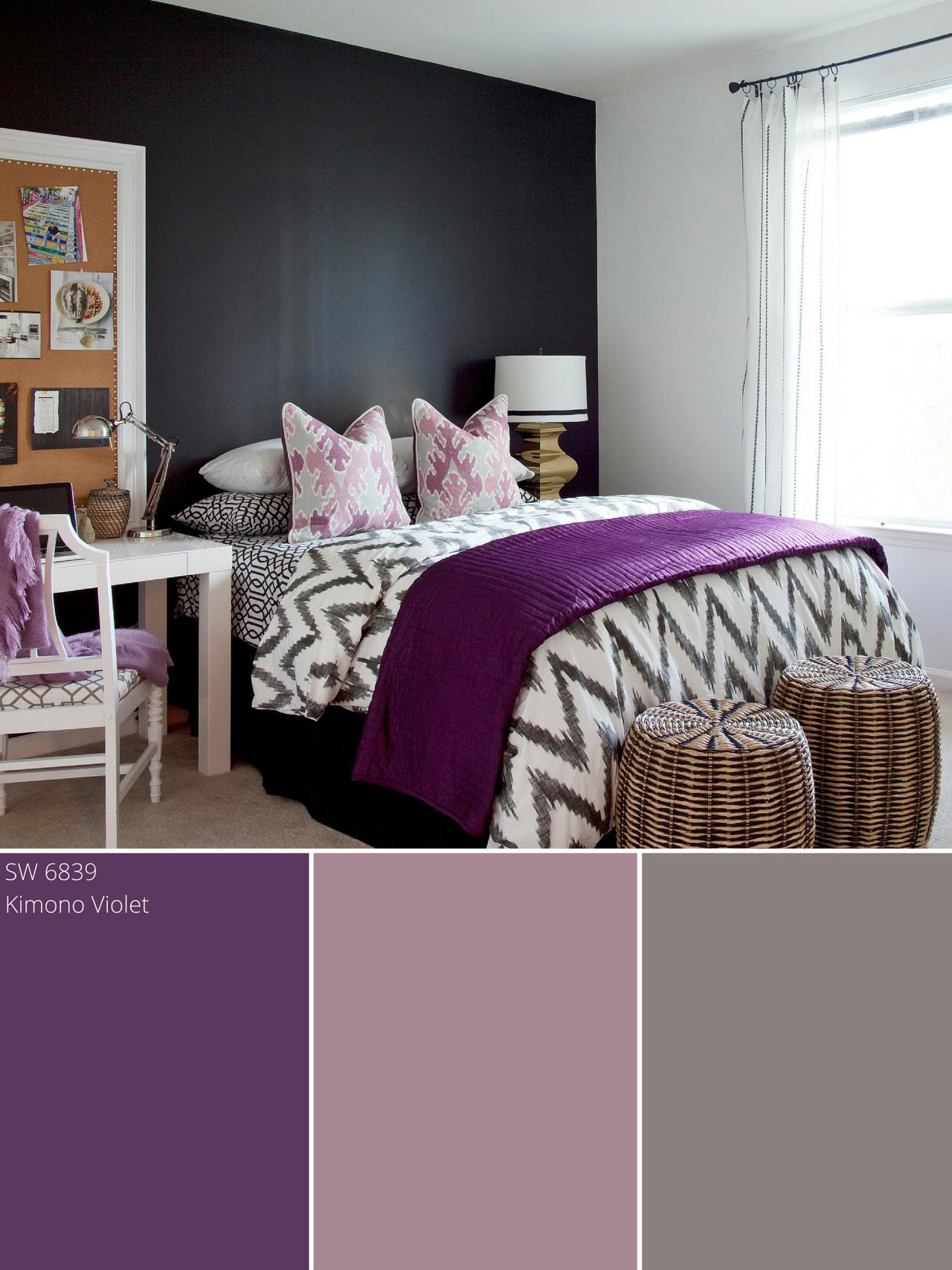 Bedroom In Thistle Purple And Agreeable Gray