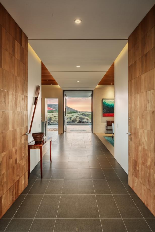 Contemporary Hallway With Tile Floors | HGTV