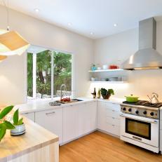 White Contemporary Kitchen With White Oven