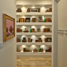 White Contemporary Hall With Built In Shelving