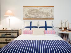 Navy and White Nautical Bedroom With Striped Duvet Cover