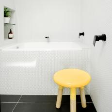 Black and White Contemporary Bathroom With Honeycomb Tile