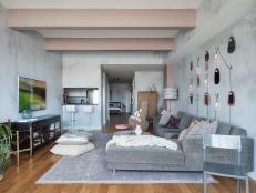 Gray Eclectic Loft Living Room