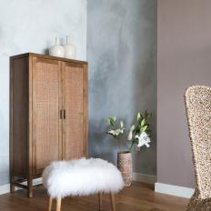 Eclectic Gray Foyer With Storage Cabinet