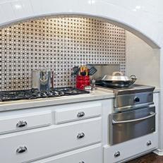 Contemporary Kitchen With Stone Mosaic Backsplash