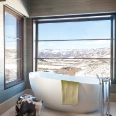Contemporary Bathroom With Wall-to-Wall Mountain View