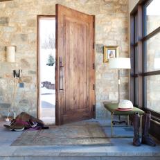 Mountain Home With Rustic Stone Entrance