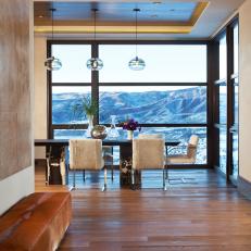 Contemporary Dining Room With Mountain View