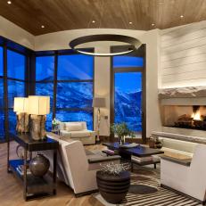 Contemporary Living Room With Stunning Mountain View