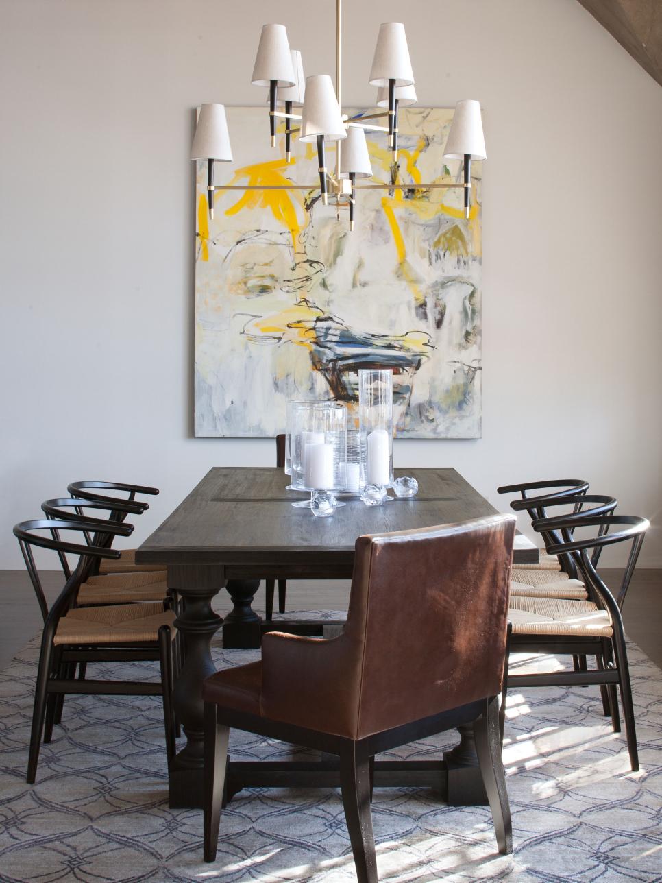 Eclectic Dining Room With Modern Art Wall Hanging | HGTV