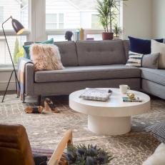 Eclectic Living Room With Contemporary White Coffee Table