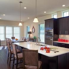 Spacious Open Plan Kitchen With Countertop Dining Area