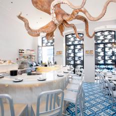 Blue Tile and Natural Light Creates Beachside Ambiance at Cevicheria
