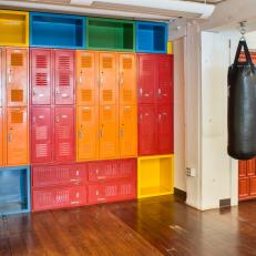 Brightly Colored Lockers at Pereira & O'Dell Athletic Facility 