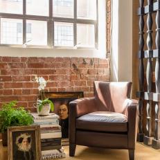 Leather Holly Hunt Chair Under Large Window at SOMA Design Studio