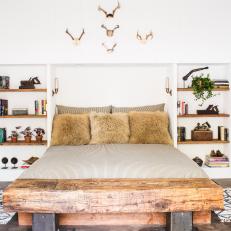 White Rustic Bedroom With Antlers
