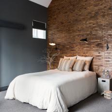 Gray Rustic Contemporary Bedroom With Paneling