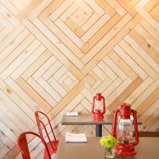 Industrial Rustic Restaurant With Modern Wood Accent Wall