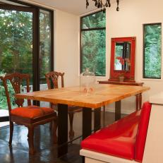 Red and Black Color Palette Offer a Bold Choice for Dining Room 