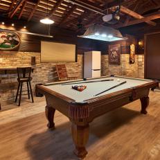 Brown Rustic Game Room and Den