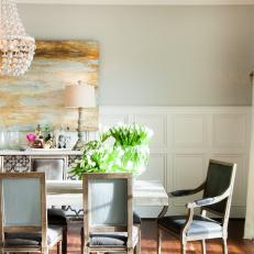 Neutral Contemporary Dining Room With Leather Chairs