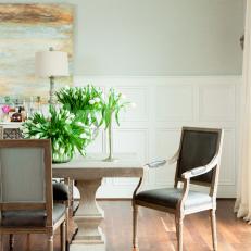 Neutral Contemporary Dining Room With Wainscoting