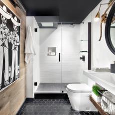 Black And White Eclectic Bathroom