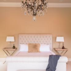 Elegant Transitional Bedroom With Chandelier