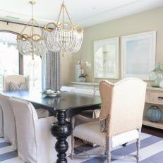 Neutral Coastal Dining Room With Linen Chairs
