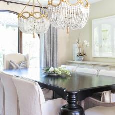 Neutral Eclectic Dining Room With Black Dining Table