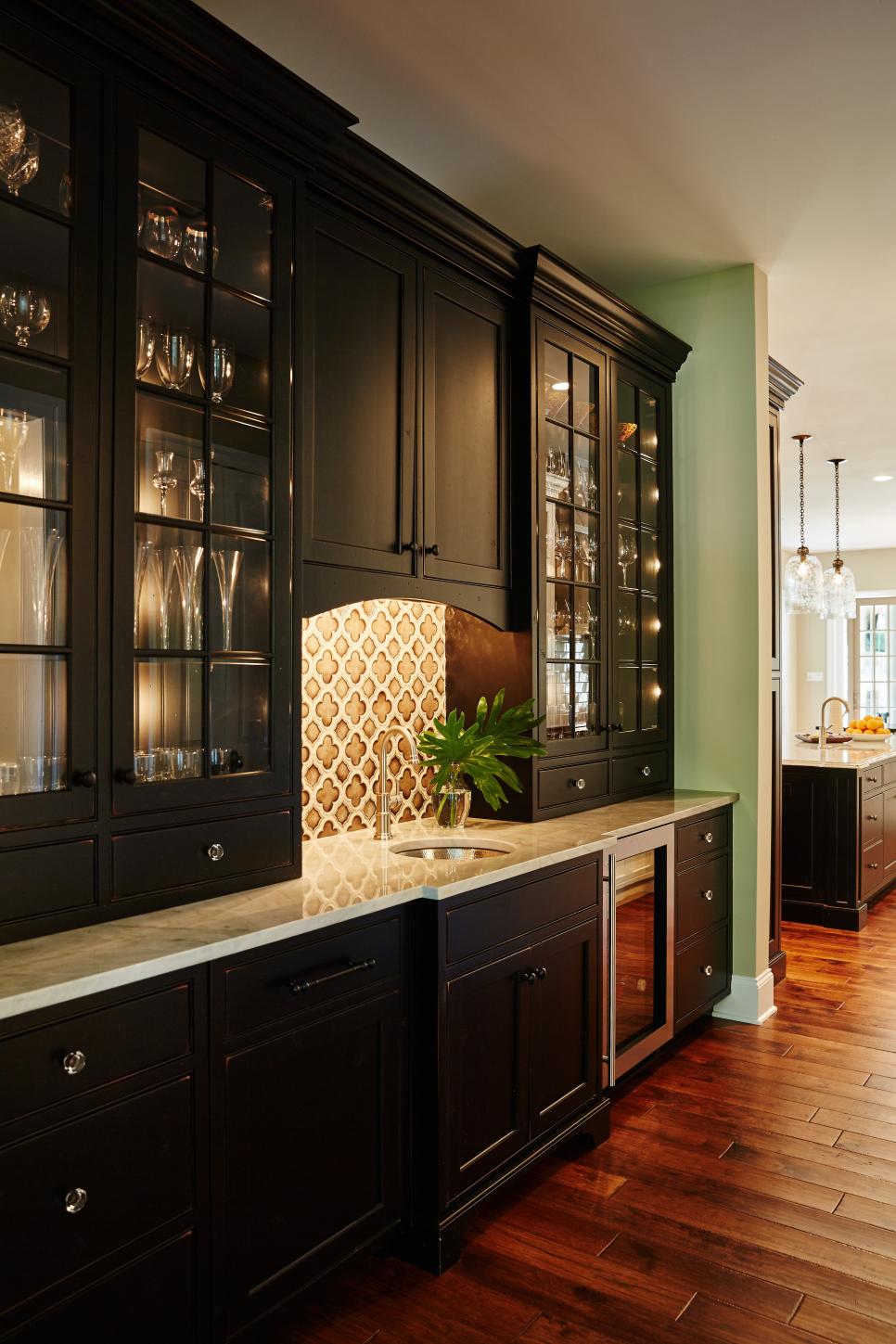 Black Traditional Butler's Pantry With Glass HGTV