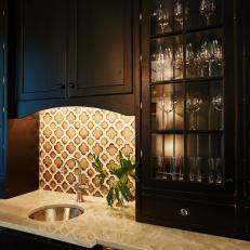 Traditional Butler's Pantry With Black Cabinetry
