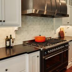 Contemporary Black Stove In Transitional Kitchen