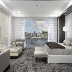 Contemporary, Gray Master Bedroom With Beautiful Views