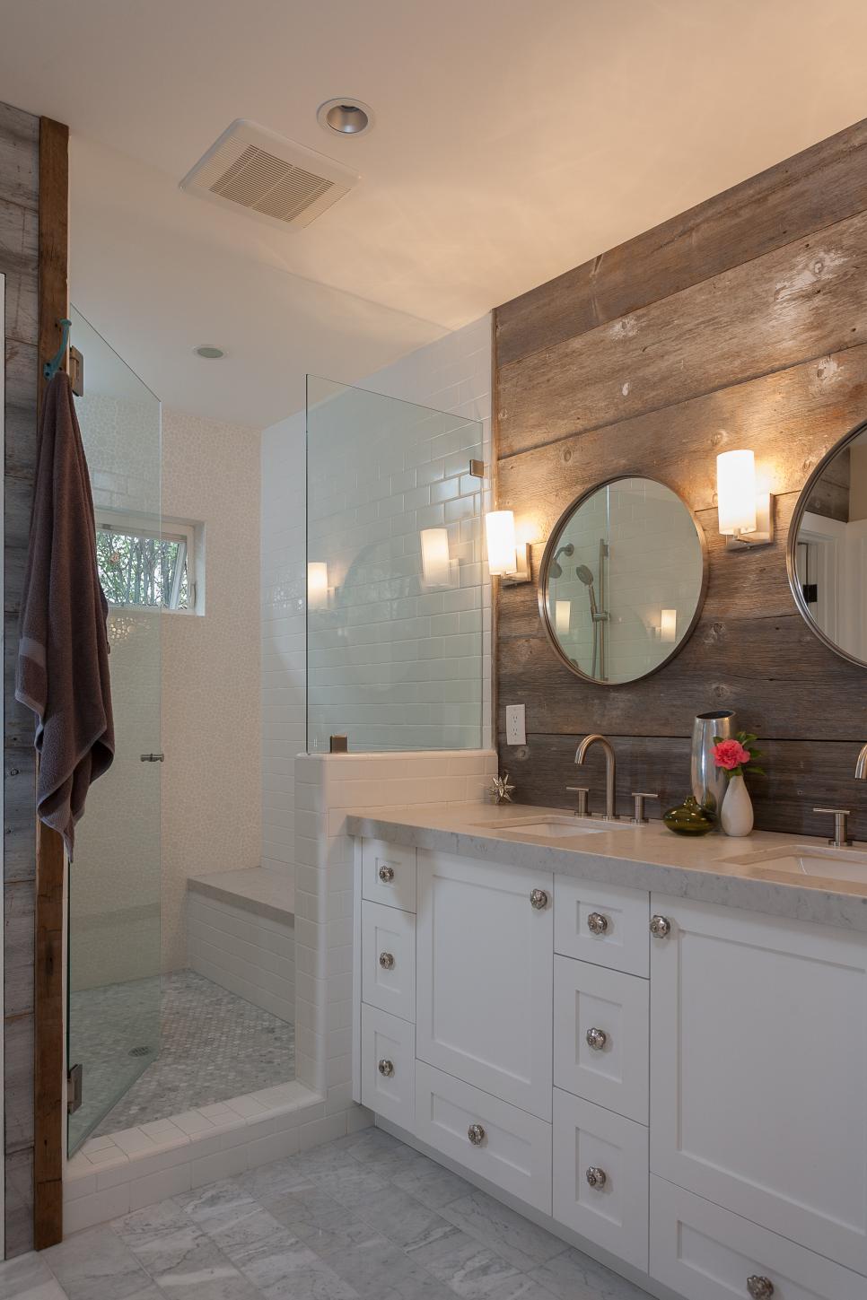 White Rustic Bathroom With Wood Paneling | HGTV