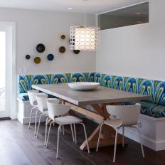 Multicolored Contemporary Dining Room With Banquette