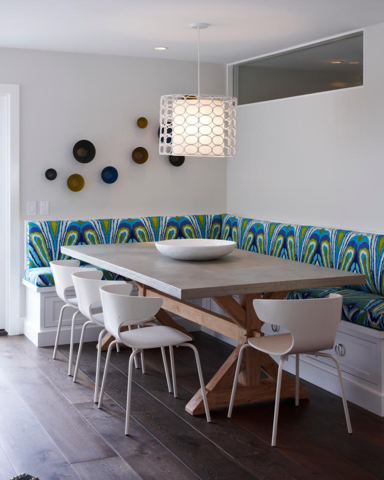 Dining Room With Blue Banquette