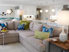 Open Plan Living Room With Beige Sectional